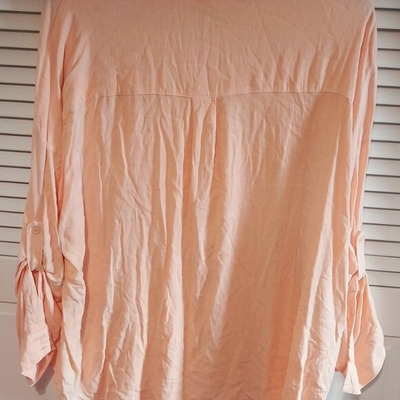 NWT Torrid Womens Peach Button-Up Blouse 2X 18-20 Plus Size 3/4 Sleeve Lightweig - Picture 4 of 9